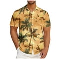 thumbnail image 1 of DJDLJWCJ Mens Hawaiian Shirt Relaxed Fit Summer Beach Open Front Vacation Short Sleeve Button Up Summer Tee Yellow 2XL, 1 of 5