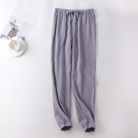 DJDLJWCJ Mens Pajama Pants Cotton with Pocket Elastic Waist Lightweight Stretch Soft Open Bottom Sleepwear Pants Gray XL