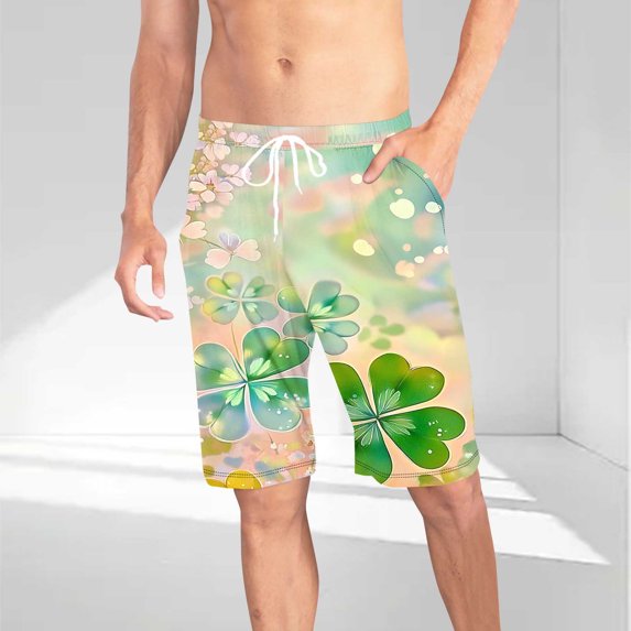 DJDLJWCJ Mens Pajamas Shorts Loose Solid Elastic Waist Knee Length Breathable Leightweight Thin Soft Drawstring, Short Pajamas C Green XL