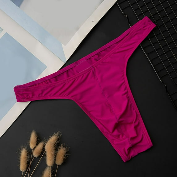 DJDLJWCJ Mens Regular Briefs Underwear, Large Pouch Men's Sexy Thong Underwear Lingerie Tie Stretch Thin Underpant Red L