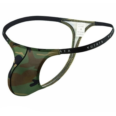 DJDLJWCJ Mens Sexy Briefs Underwear Stretch Solid Low Waist, Underpants Army Green L
