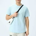 thumbnail image 1 of DJDLJWCJ Mens Short Sleeve Shirts Crewneck Solid Quick Dry Tee Lightweight Breathable Outdoor Sports T Shirt Light Blue 3XL, 1 of 6