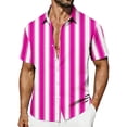 thumbnail image 1 of DJDLJWCJ Mens Short Sleeve Shirts With Pocket, Stripe Printed Casual Tees Hawaiian Shirt for Men polo Shirt Summer Beach Shirts Hot Pink L, 1 of 7