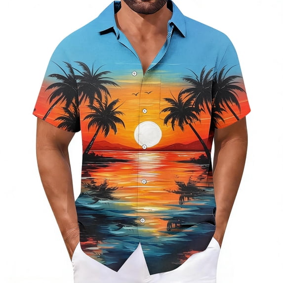 DJDLJWCJ Mens Short Sleeve Shirts With Pocket, Stripe Printed Casual Tees Hawaiian Shirt for Men polo Shirt Summer Beach Shirts Multicolor XL