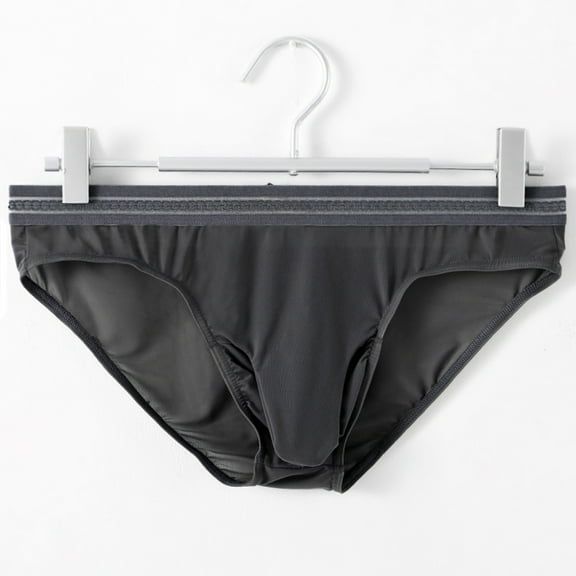 DJDLJWCJ Mens Soft Boxer Brief Underwear Breathable Elastic Low Waist, Solid Underpant Gray L