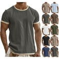 thumbnail image 1 of DJDLJWCJ Mens T Shirts Cotton Linen Crewneck Tee Shirt Men Short Sleeve Shirts Lightweight Breathable Casual Tops, Dark Gray 3XL, 1 of 6