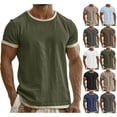 thumbnail image 1 of DJDLJWCJ Mens T Shirts Cotton Linen Crewneck Tee Shirt Men Short Sleeve Shirts Lightweight Breathable Casual Tops, Green S, 1 of 6