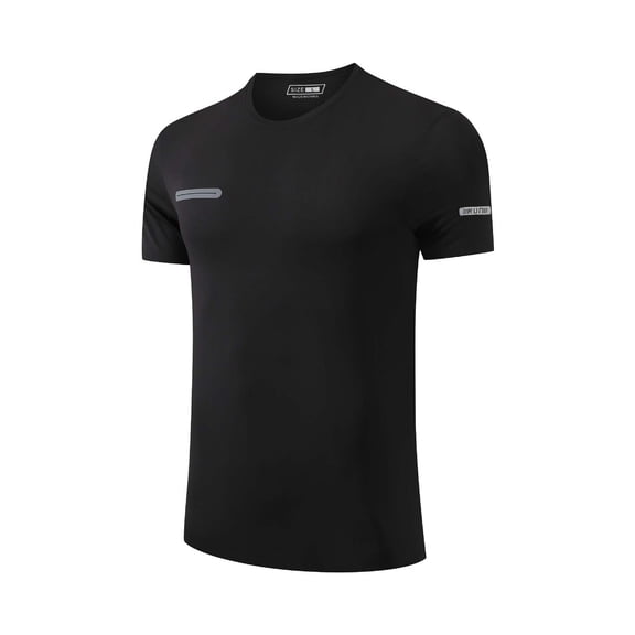 DJDLJWCJ Mens T Shirts Crewneck Ice silk Quick Dry Tee Soft Solid Outdoor Sports T Shirt Black M