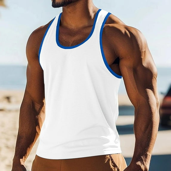 DJDLJWCJ Mens Tank Tops Summer Lightweight Muscle Sleeveless Outdoor Sports Tops White S