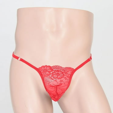 DJDLJWCJ Mens Thongs Underwear G-String Breathable Solid Thin Sexy, Underpants Red Free Size