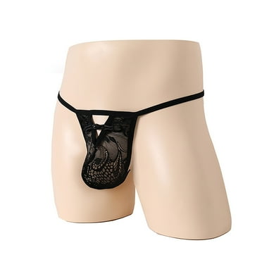 DJDLJWCJ Mens Thongs Underwear G-String Light Soft Seductive, Underpants Black L