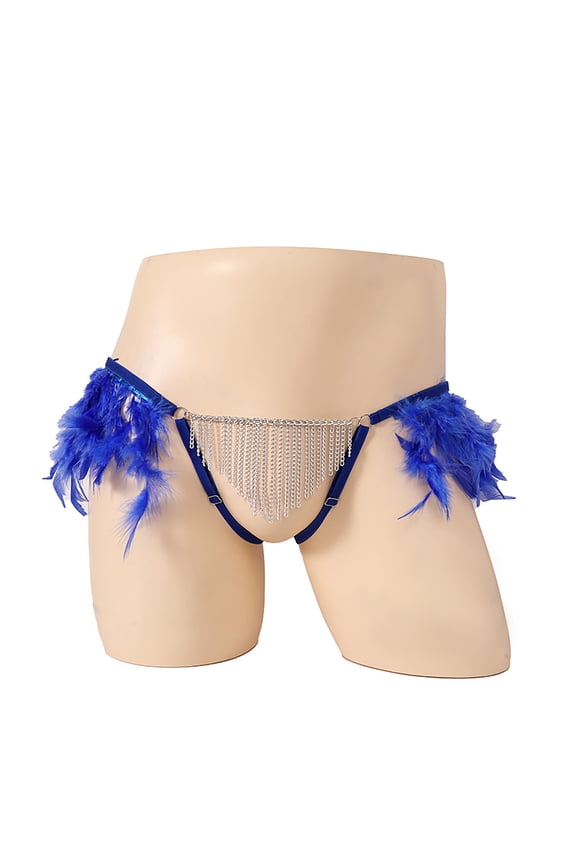 Mens Thongs Underwear G-String Light Soft Seductive, Underpants Blue M