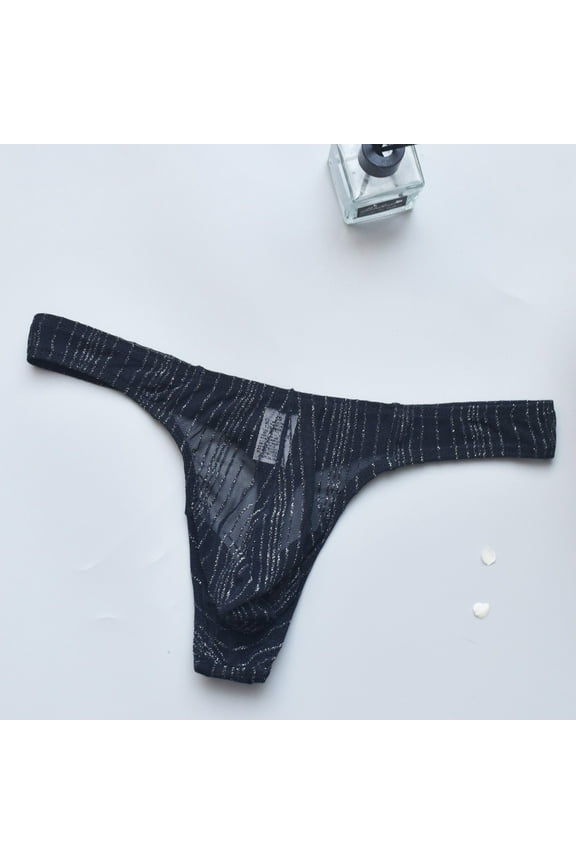 Mens Thongs Underwear G-String Lightweight Breathable Solid, Underpants Black S