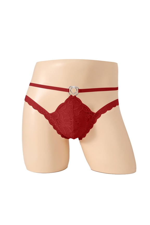 Mens Thongs Underwear G-String Lightweight Breathable Solid, Underpants Wine XL