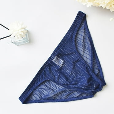 DJDLJWCJ Mens Thongs Underwear G-String Mid Waist Stretch Soft, Underpants Dark Blue S
