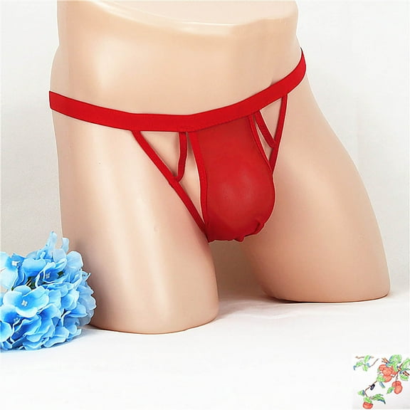 DJDLJWCJ Mens Thongs Underwear G-String Mid Waist Stretch Soft, Underpants Red Free Size