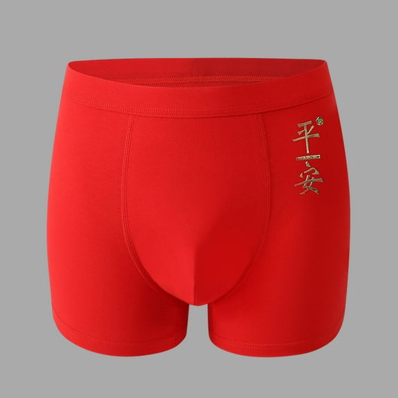 DJDLJWCJ Mens Underwear Boxer Briefs Breathable Elastic Loose, Underpant C Red XL