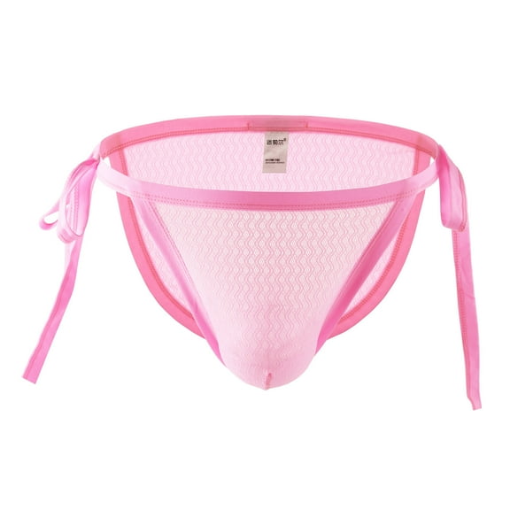 DJDLJWCJ Mens Underwear, Mesh Transparent Men's Erotic Boxer Briefs Soft Fashion Underpants Pink L