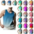 thumbnail image 1 of DJDLJWCJ Mens Workout Tank Tops Crewneck Gradient Slim Shirt Multicolor Summer Sports Sleeveless Tops Button Green 3XL, 1 of 8