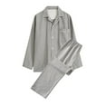 thumbnail image 1 of DJDLJWCJ Pajama Set for Men Long Sleeve Button Shirt Solid and Elastic Waist Long Pants Sleepwear Pants Gray M, 1 of 2