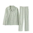 thumbnail image 1 of DJDLJWCJ Pajama Set for Men Two Piece Plaid Print Long Sleeve Button Shirt and Elastic Waist Long Pants Sleepwear Pants Green M, 1 of 2