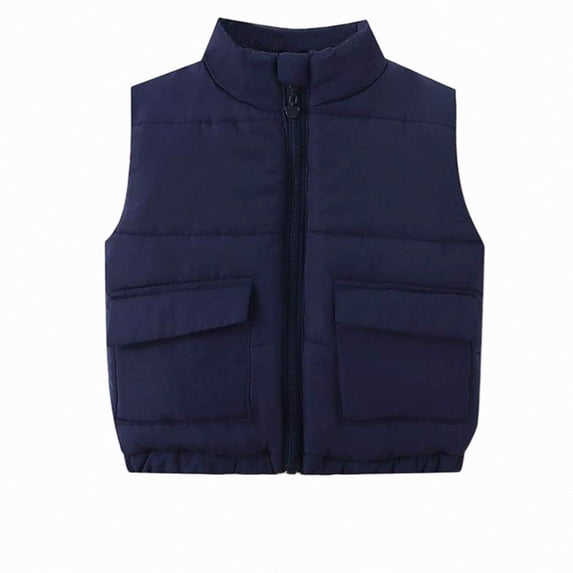 DJDLJWCJ Puffer Vest Girls Lightweight Cotton Warm Winter Jacket Full Zipper Sleeveless Jacket Navy Size 2T