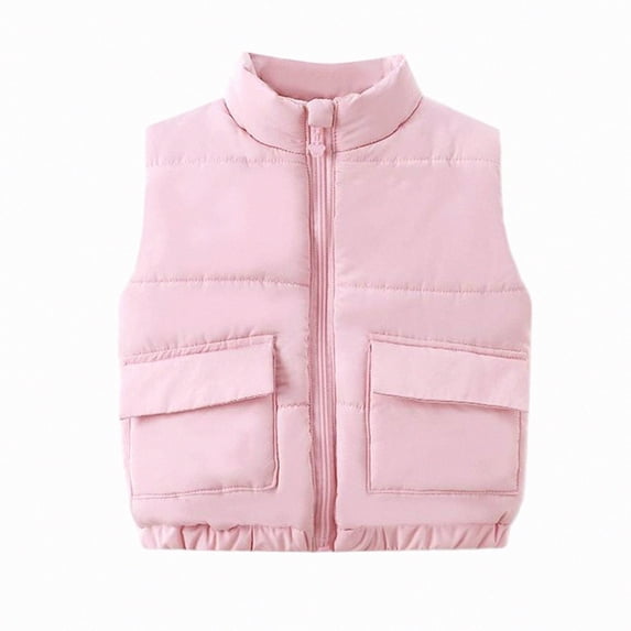 DJDLJWCJ Puffer Vest Girls Lightweight Cotton Warm Winter Jacket Full Zipper Sleeveless Jacket Pink Size 6M