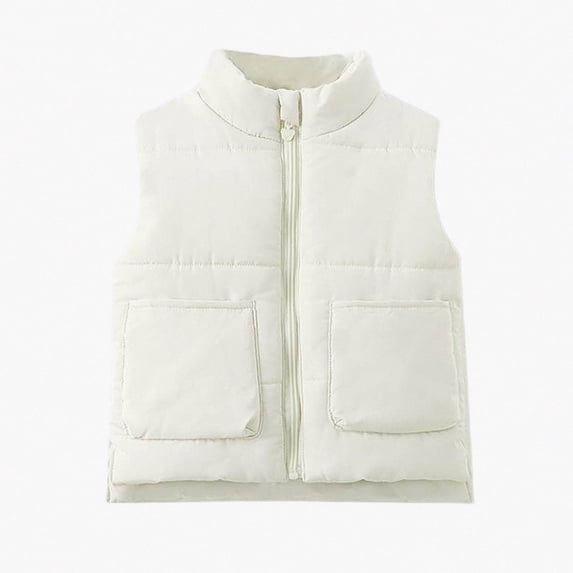 DJDLJWCJ Puffer Vest Girls Lightweight Cotton Warm Winter Jacket Full Zipper Sleeveless Jacket White Size 5T