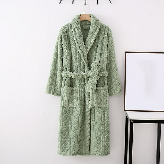 DJDLJWCJ Robe for Women Bathrobe Long Lightweight Daily Wear Soft Tie Waist Fashion Womens Robes, Pajamas Loungewear Green 2XL