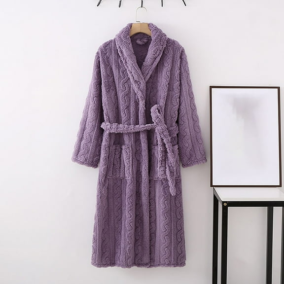 DJDLJWCJ Robe for Women Bathrobe Long Lightweight Daily Wear Soft Tie Waist Fashion Womens Robes, Pajamas Loungewear Purple XL