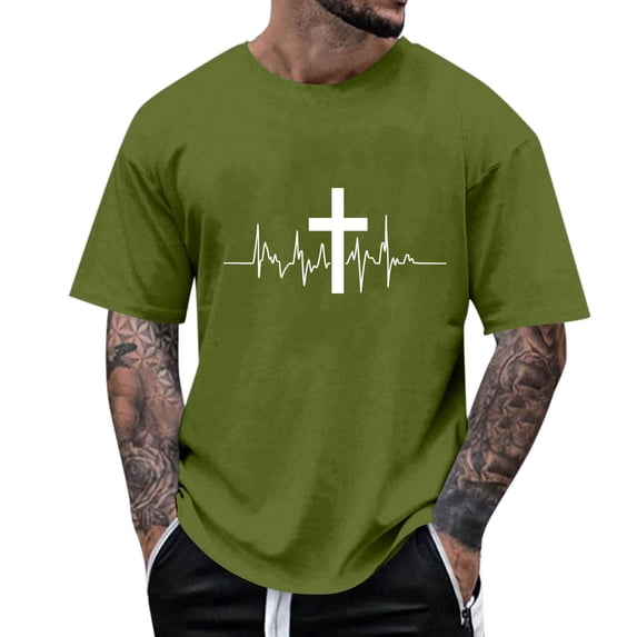 DJDLJWCJ T Shirts for Men Crewneck Muscle Graphic Tee Soft Lightweight Solid Outdoor Sports T Shirt Army Green 2XL
