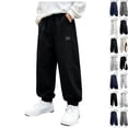 thumbnail image 1 of DJDLJWCJ Teen Boys Athletic Sweatpants 5-15 Elastic Waist Drawstring Relaxed Fit Jogger Pants Stretch Soft Sports Pants Black Size 5T, 1 of 9