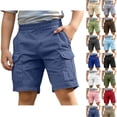 thumbnail image 1 of DJDLJWCJ Teen Boys Cargo Shorts 5-15 Cotton Linen Straight Leg Baggy Shorts Elastic Waist School Uniform Shorts with Pocket Navy Size 4T, 1 of 7