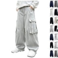 thumbnail image 1 of DJDLJWCJ Teen Boys Cargo Sweatpants 5-15 Straight Leg Elastic Waist Jogger Pants Lightweight Baggy Pants with Pocket for Outdoor Hiking White Size 14, 1 of 6