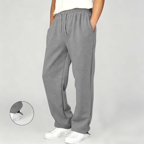 DJDLJWCJ Teen Boys Fleece Lined Pants Winter Warm Elastic Waist Sweatpants Side Pocket Wide Leg Sweatpants Gray Size 12-13Years