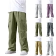 thumbnail image 1 of DJDLJWCJ Teen Boys School Uniform Pants Straight Fit Wide Leg Cargo Pants Elastic Waist Comforty Lightweight Pants Purple Size 7, 1 of 6