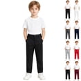 thumbnail image 1 of DJDLJWCJ Teen Boys School Uniform Pants Straight Leg Relaxed Fit Pull-On Flat Pants Side Pocket Solid Dress Pants Black Size 3T, 1 of 10