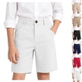 thumbnail image 1 of DJDLJWCJ Teen Boys School Uniform Shorts 14-16 Solid Color Flat Front Dress Shorts Summer Pull-on Shorts White Size 9, 1 of 9