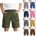 thumbnail image 1 of DJDLJWCJ Teen Boys School Uniform Shorts Elastic Waist Flat Front Athletic Shorts Solid Color Side Pocket Summer Shorts Green Size 9, 1 of 9