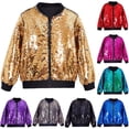 thumbnail image 1 of DJDLJWCJ Teen Boys Sequin Jacket Loose Fit Fashion Jacket Zip Up Performance Jacket Black Size 8-9Years, 1 of 6