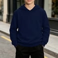 thumbnail image 1 of DJDLJWCJ Teen Boys Solid Color Hoodie (1-15) Lightweight Long Sleeve Pullover Sweatshirt for Boys Stretch Soft Comfy School Sweatshirts Dark Blue Size 1T, 1 of 9