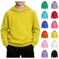 thumbnail image 1 of DJDLJWCJ Teen Boys Solid Color Hoodie (1-15) Lightweight Long Sleeve Pullover Sweatshirt for Boys Stretch Soft Comfy School Sweatshirts Yellow Size 5, 1 of 9