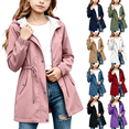 thumbnail image 1 of DJDLJWCJ Teen Girls Mid Length Windbreaker Water Resistant Solid Color Zip Up Hooded Jacket for Outdoor Hiking Pink Size 11, 1 of 9