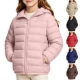 thumbnail image 1 of DJDLJWCJ Teen Girls Puffer Coats with Hoodie Warm Zip Up Winter Jacket Solid Color Quilted Jacket Coffee Size 5-6Years, 1 of 9