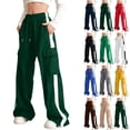 thumbnail image 1 of DJDLJWCJ Teen Girls School Uniform Pants 14-16 Solid Color Elastic Waist Dress Pants Side Pocket Straight Suit Pants Black Size 7, 1 of 6