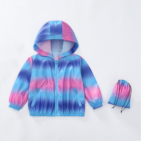 DJDLJWCJ Teen Girls Windproof Jacket Cute Print Zip Up Jacket Long Sleeve Windbreaker Jacket Blue Size 11