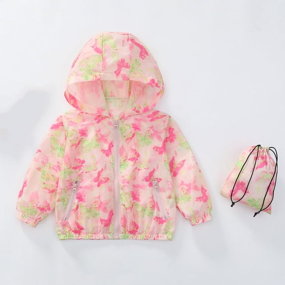 DJDLJWCJ Teen Girls Windproof Jacket Cute Print Zip Up Jacket Long Sleeve Windbreaker Jacket Pink Size 11