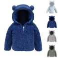 thumbnail image 1 of DJDLJWCJ Toddler Baby Boys Hooded Jacket Fleece Lined Warm Jacket Full Zipper Winter Coat Navy Size 3-6M, 1 of 5