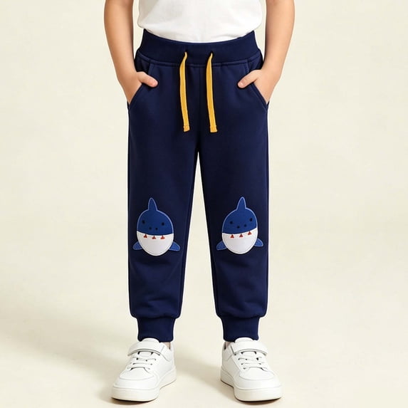 DJDLJWCJ Toddler Boys Graphic Sweatpants with Pockets Elastic Waist Drawstring Joggers Pants Lightweight Pull On Athletic Pants Navy Size 1T
