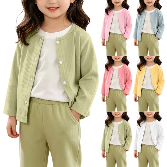 DJDLJWCJ Toddler Girls Button Up Shirt Solid Color Loose Fit Long Sleeve Shirts Loose Fit Casual Shirts with Pocket Blue Size 2T